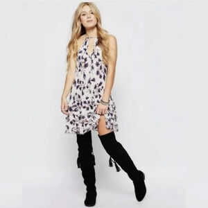 NWT Intimately Free People Floral Flow Feather Flowy Swing Draped Mini Dress XS